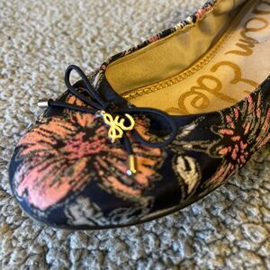 Sam Edelman Leather Ballet Flats Womens 6 Pink & Brown Felicia Bow Charm